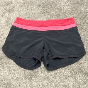 Black & Pink Lululemon Wet.Dry.Warm Workout Shorts, 8